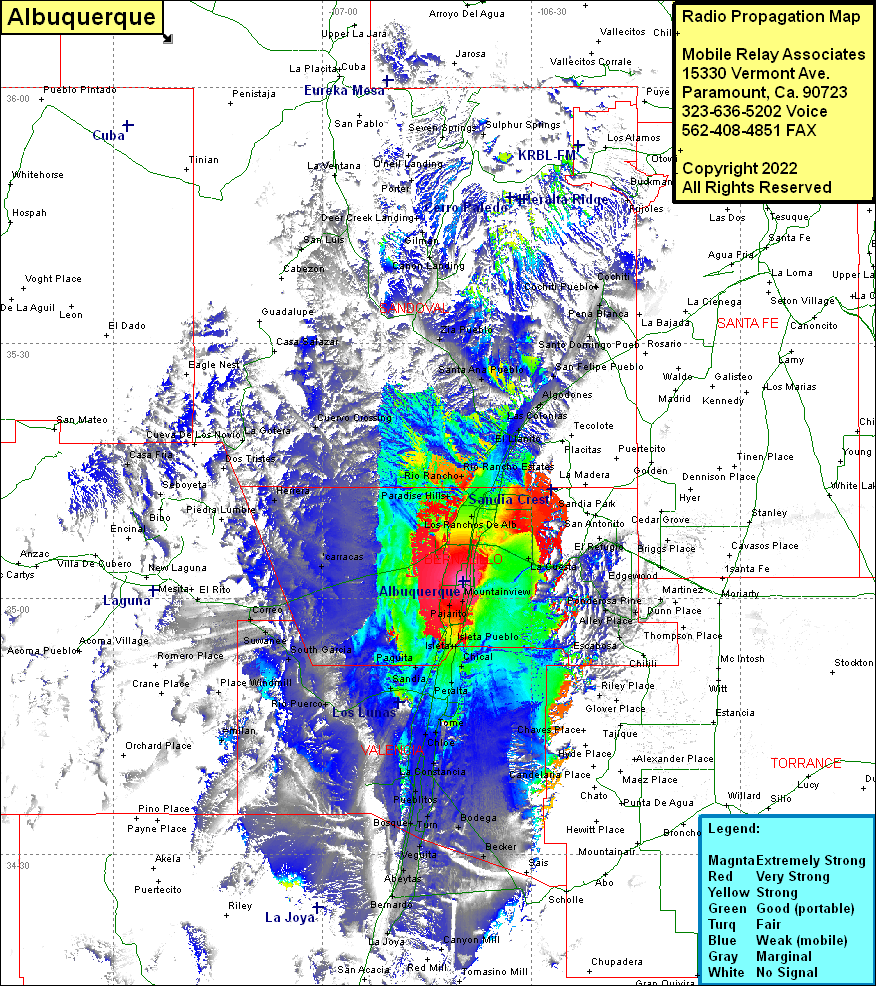 heat map radio coverage Albuquerque